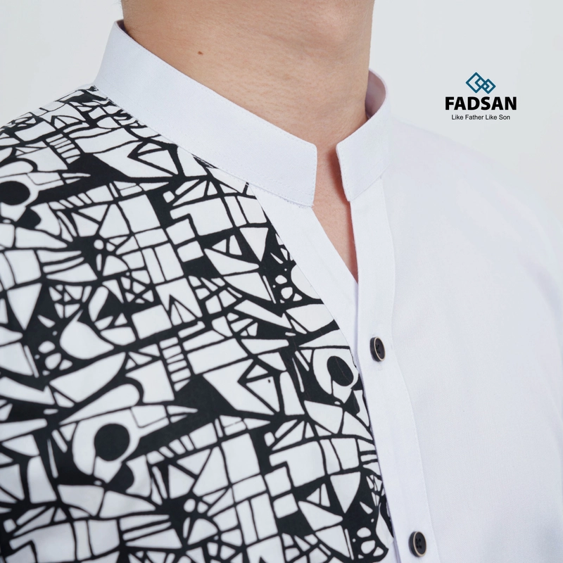 Product image FADSAN - Baju Koko Motif Batik Lengan Panjang Ayah Anak Warna White - Anantara Series SIZE ANAK S ANANTARA WHITE