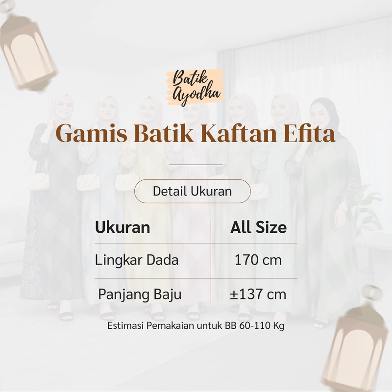 Product image Batik Ayodha - GAMIS BATIK KAFTAN EFITA JUMBO LD 160-170 Allsize Mint