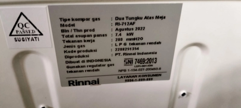 Product image Rizki Electronics - RINNAI KOMPOR 2 TUNGKU BUNGA RI-712AF STAINLESS API BESAR 2 tungku api besar putih