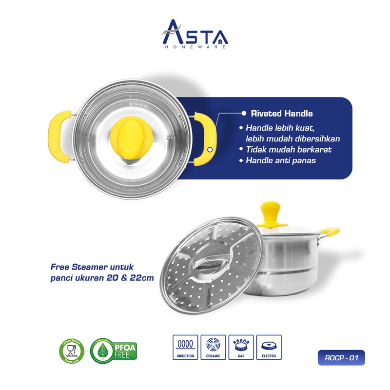 Product image Asta Homeware Official - Asta Panci Set Classic Pots Panci Susun 4 Stainless Steel Warna Hijau
