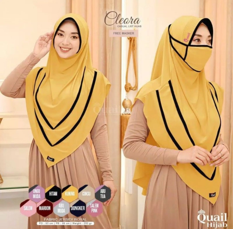 Product image Hijab Cleora Aretha Free Masker All Size Abu