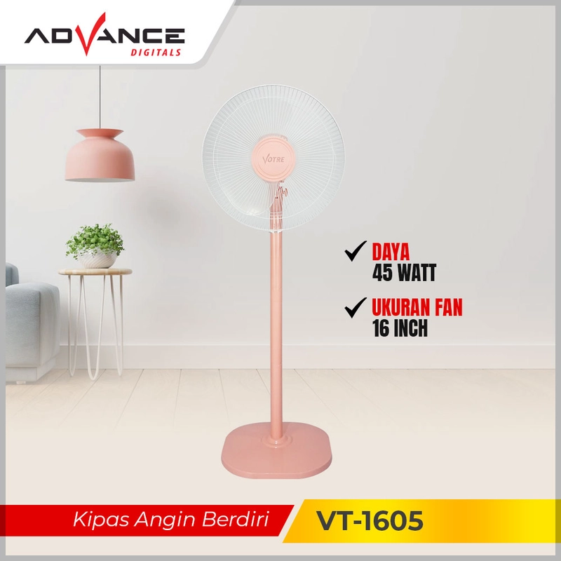Product image Advance Digitals Indonesia - Kipas Angin Berdiri Advance Stand Fan VT1605 Votre 16 inch 16 inch Pink