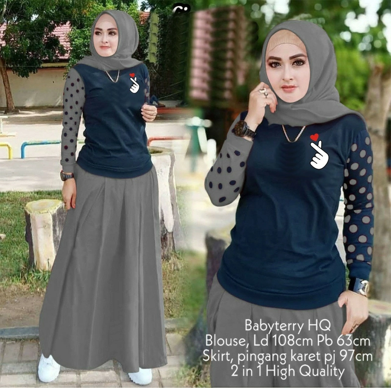 Product image setelan rok dewasa himRX realpict L FIT TO XL ABU