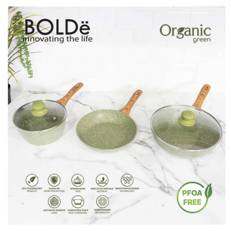 Product image UTAMAMEGA - Bolde Organic Green Pan Cookware 5 Pcs Warna Green