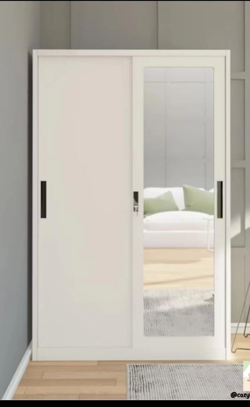 Product image Rizki Electronics - OLYMPIC Lemari Pakaian Baju 2 Pintu Besi Sliding Minimalis Putih Dengan Cermin OSWS ALBA 2 PINTU SLIDING PUTIH
