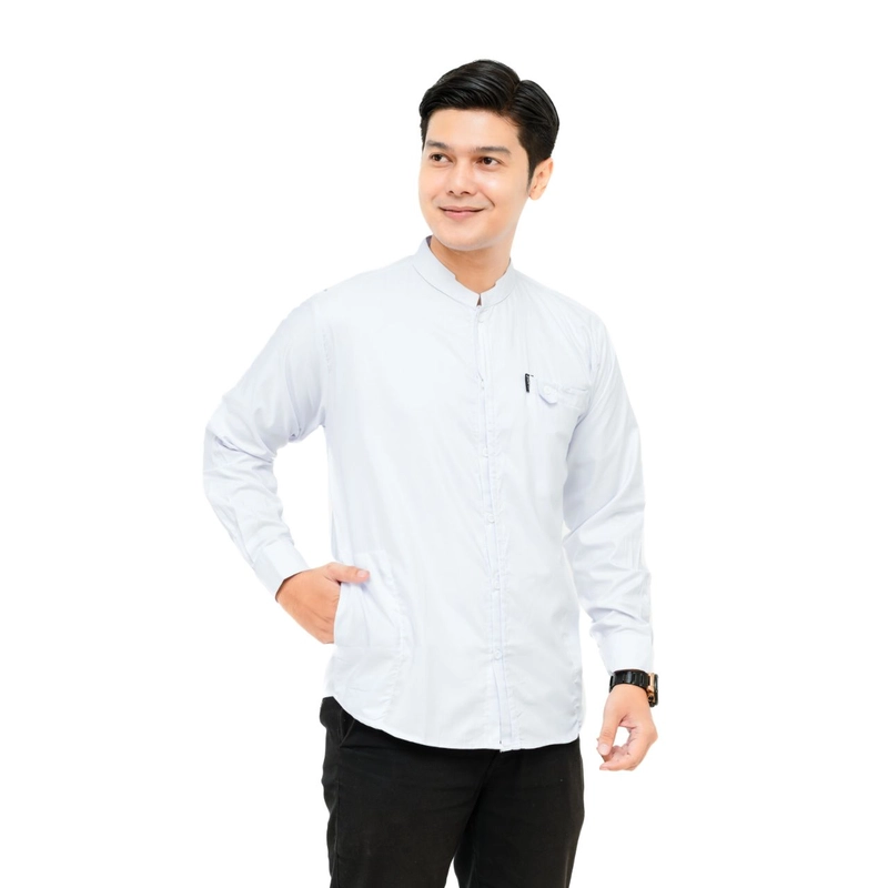 Product image Khisna collection - Kemeja koko polos pria dewasa lengan panjang bagus motif yudi M Yudi putih