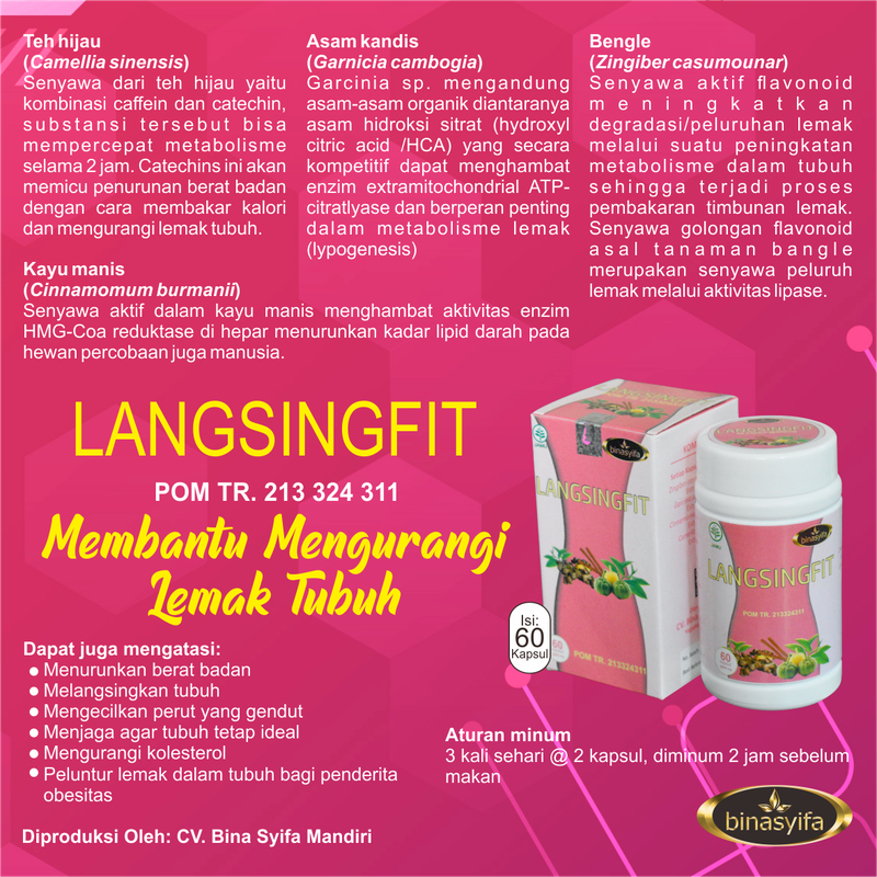 Product image LANGSINGFIT Obat Diet Pelangsing Langsing Penurun Berat Badan Original BPOM Binasyifa Herbal 60 kapsul Herbal