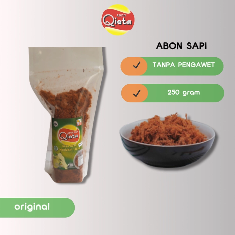 Product image ABON QIETA - ABON SAPI QIETA 100 g ASLI ORIGINAL PREMIUM PACK 100 gram orignal