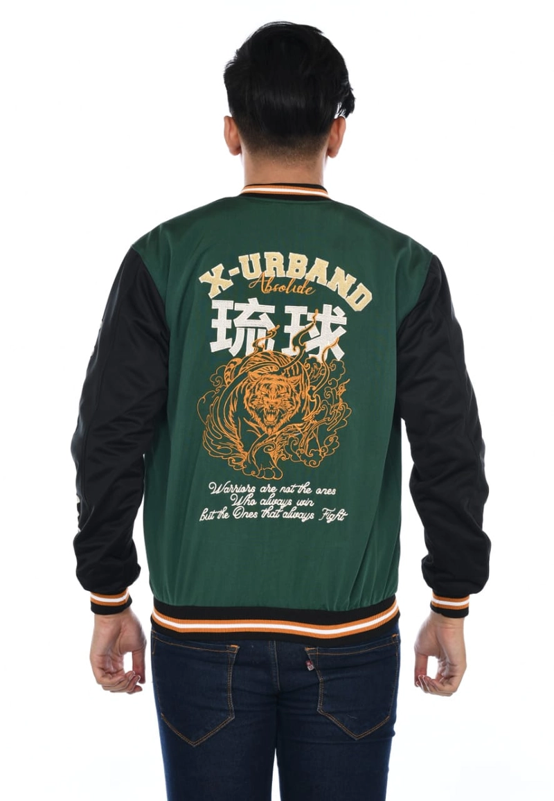 Product image Jaket Varsity Bordir Unisex A227 S HIjau Hitam