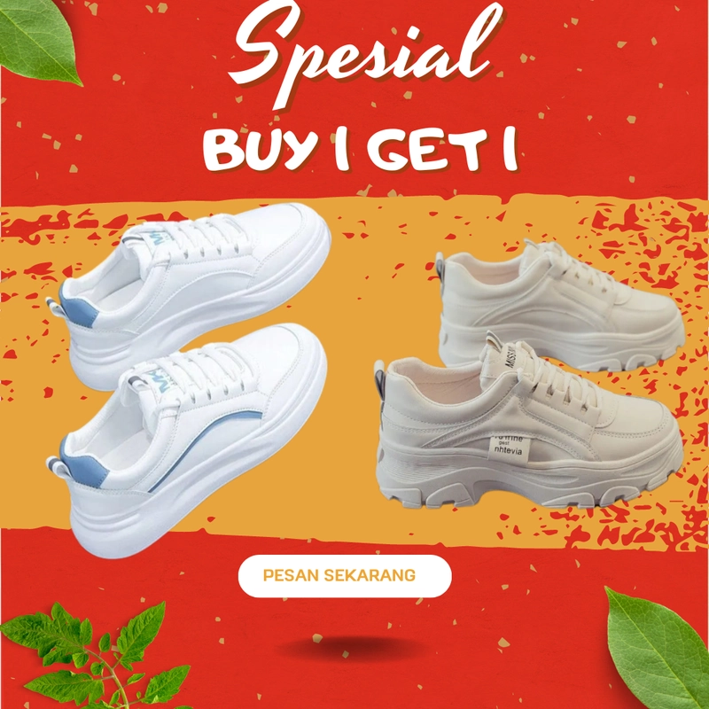Product image Koekita - Paket Kombinasi Buy 1 Get 1 Sepatu Kets Sneakers Wanita Nhtevia & JN-002 37 CREAM & PUTIH BIRU