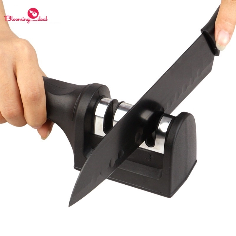 Product image Blooming_Deal - Alat Pengasah Pisau Gunting dengan Pegangan Ergonomis / Asahan Pisau 3 Tahap / Knife Sharpener PENGASAH RANDOM