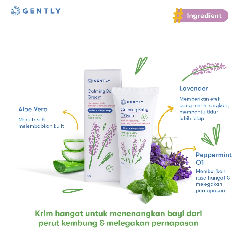 Product image GENTLY - Gently Calming Baby Cream - Krim Penghangat dan Pereda Kolik Bayi 50gr Peppermint