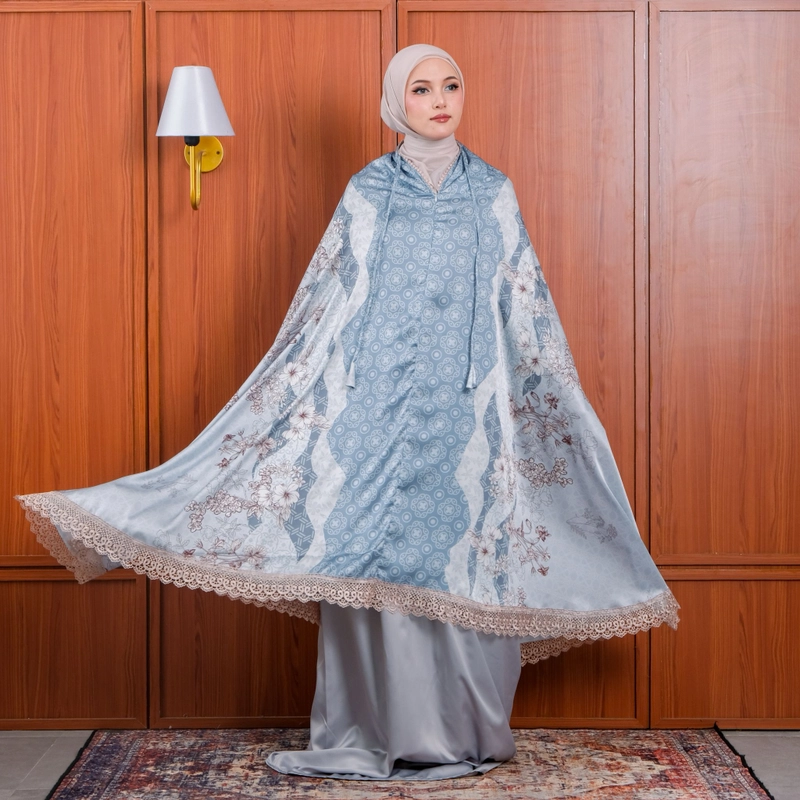 Product image qaydstoreid - Free Sejadah Mukena Zahra 2in1 Armani Silk Premium Jumbo Mewaah Jumbo Zahra Blue
