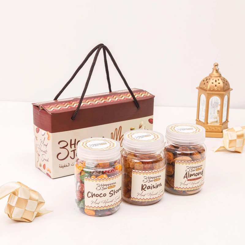 Product image Aliya - Hampers Lebaran Idul Fitri Premium Happiness In Jar Free Hangtag Kacang Kurma Coklat Kismis Paket E Isi 3 Produk