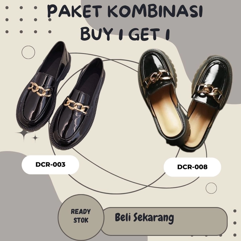 Product image LUXIA - Paket Kombinasi Buy 1 Get 1 Sepatu Oxford Wanita Series DCR-003 & DCR-008 37 HITAM