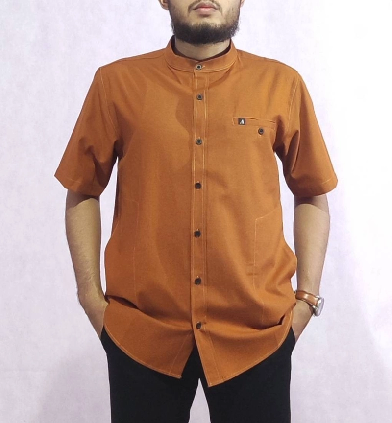 Product image Al liwa official - KEMEJA KOKO KURTA PRIA polos BERKUALITAS LENGAN PENDEK WARNA MUSTARD M MUSTARD