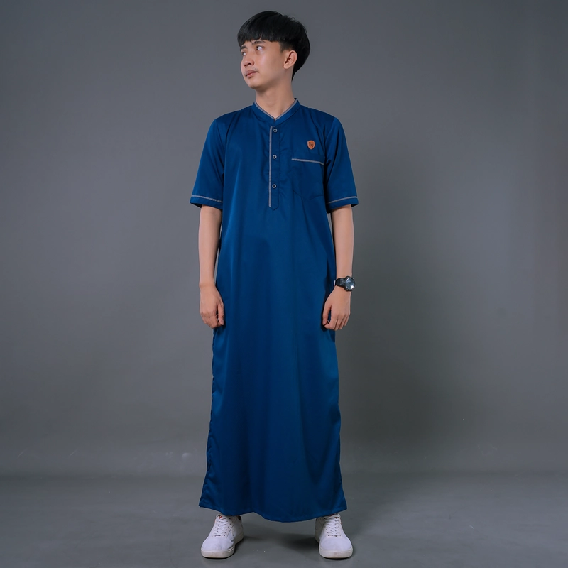 Product image Kawan Muslim - Jubah Gamis Pria Dewasa Lengan Pendek Bahan Toyobo Premium (KM14) M HITAM