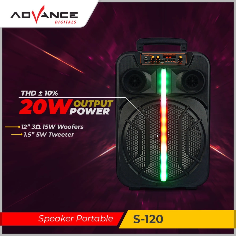 Product image Advance Digitals Indonesia - Speaker S-120 Bluetooth Music Karaoke 12inch Free 2 Mic - Default