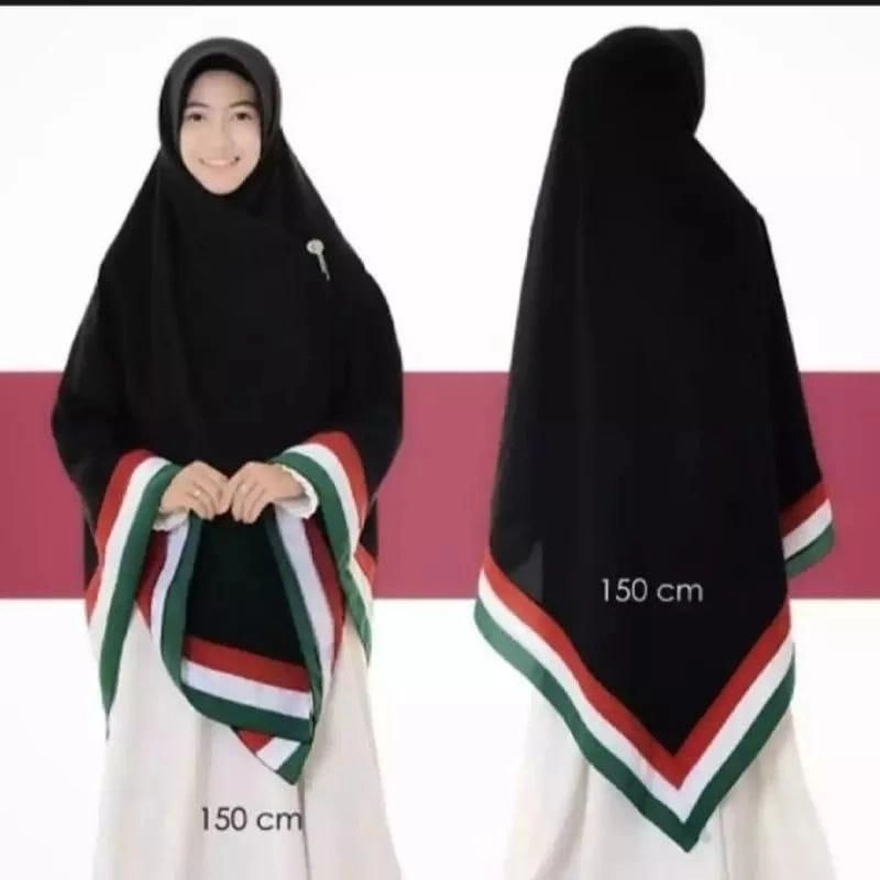 Product image Jilbab Kerudung Syari Segiempat Jumbo Black Palestina Bahan Wolfis 150x150 Hitam
