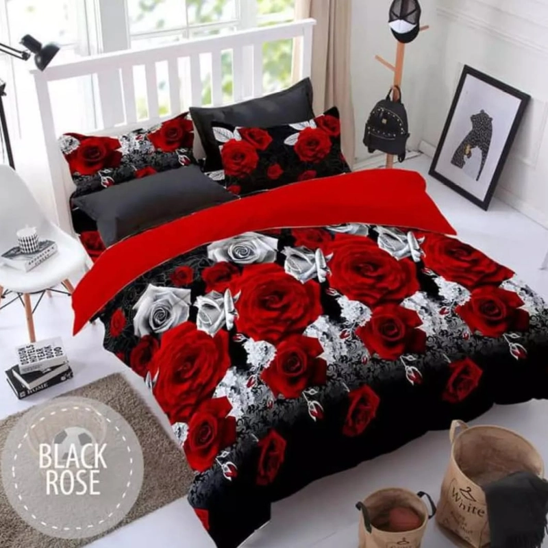 Product image SPREI KATUN ADEM & LEMBUT MOTIF BLACK ROSE 160X200 BLACK ROSE
