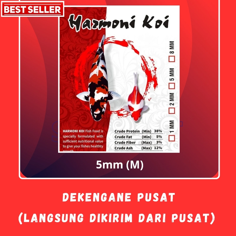 Product image Pakan Koi Harmoni 10kg 2/5/8 Protein 38 - Pakan Untuk Pertumbuhan Koi 2 MM (S) Kecoklatan