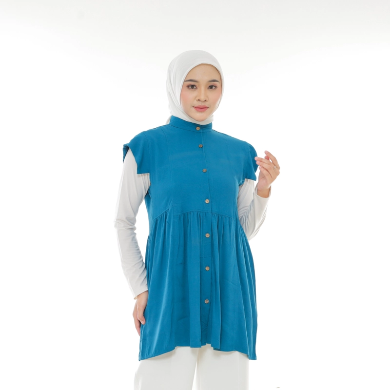 Product image Sseolshop - AZEELA blouse wanita baju atasan wanita terbaru kemeja wanita kasual jumbo L Emerald Blue