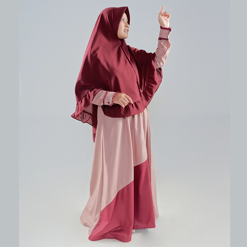 Product image Baju Busana Dres Dress Gamis Wanita Dewasa Simple Simpel Kondangan Lebaran Pink Dusty Merah Maroon L Pink Dusty Maroon
