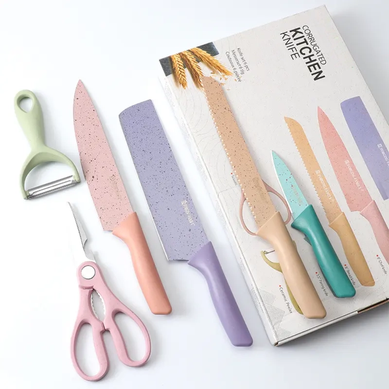 Product image KAHASIL - Pisau Dapur Set 6in1 Super Tajam Anti Lengket Baja Stainless Steel KMJ002 KMJ002-SET 6 IN 1 all variant