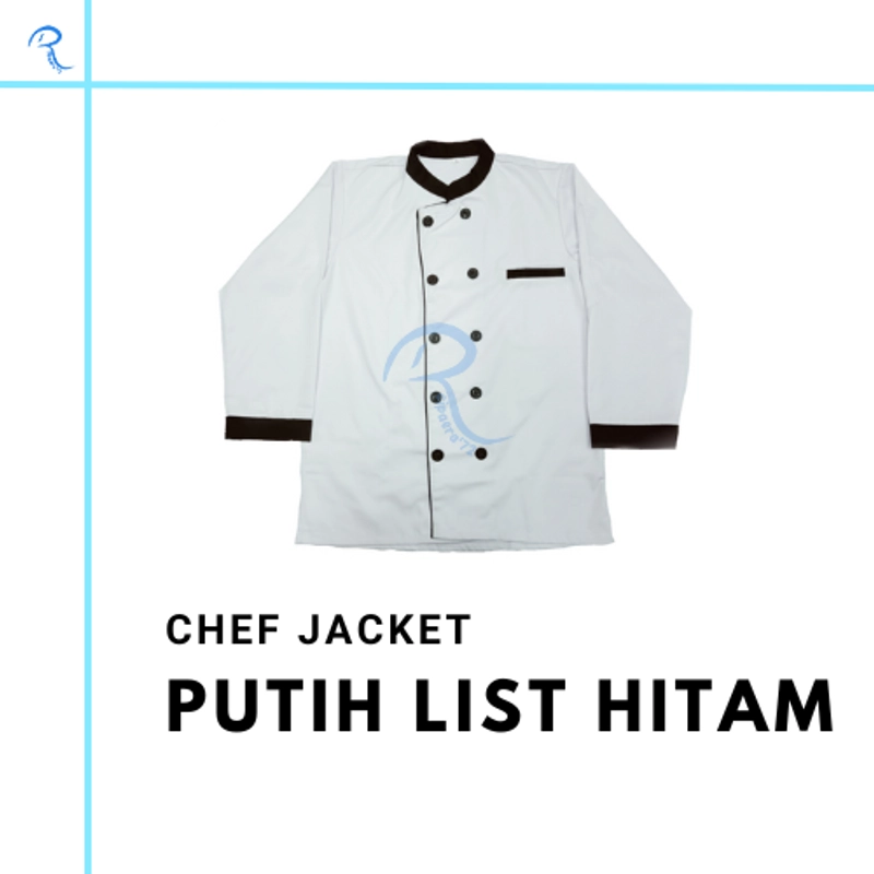 Product image Remaja Cipaera - Remaja Cipaera - Chef Jacket Baju Koki Remaja Cipaera Ss Putih list hitam