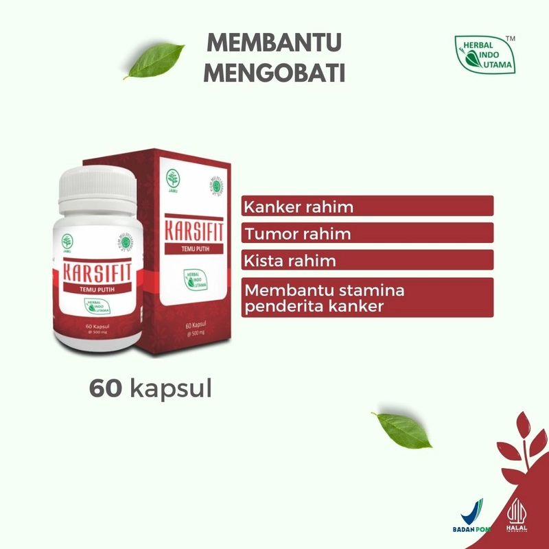 Product image Herbal Indo Utama - KARSIFIT Kapsul Obat Kanker Temu Putih 60 Kapsul 60 Kapsul Kapsul Serbuk