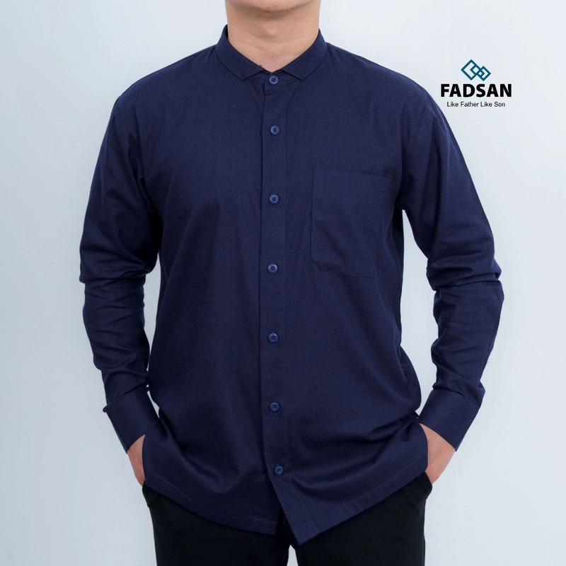 Product image FADSAN - Kemeja Koko Ayah & Anak Polos Lengan Panjang Warna Navy - Veezy Series SIZE ANAK XS VEEZY NAVY