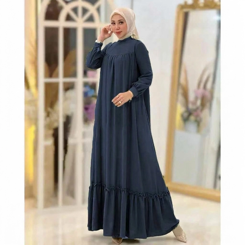 Product image MEQA DAILY - Audry Gamis Maxy Dress Wanita All Size Kode 1112 Navy