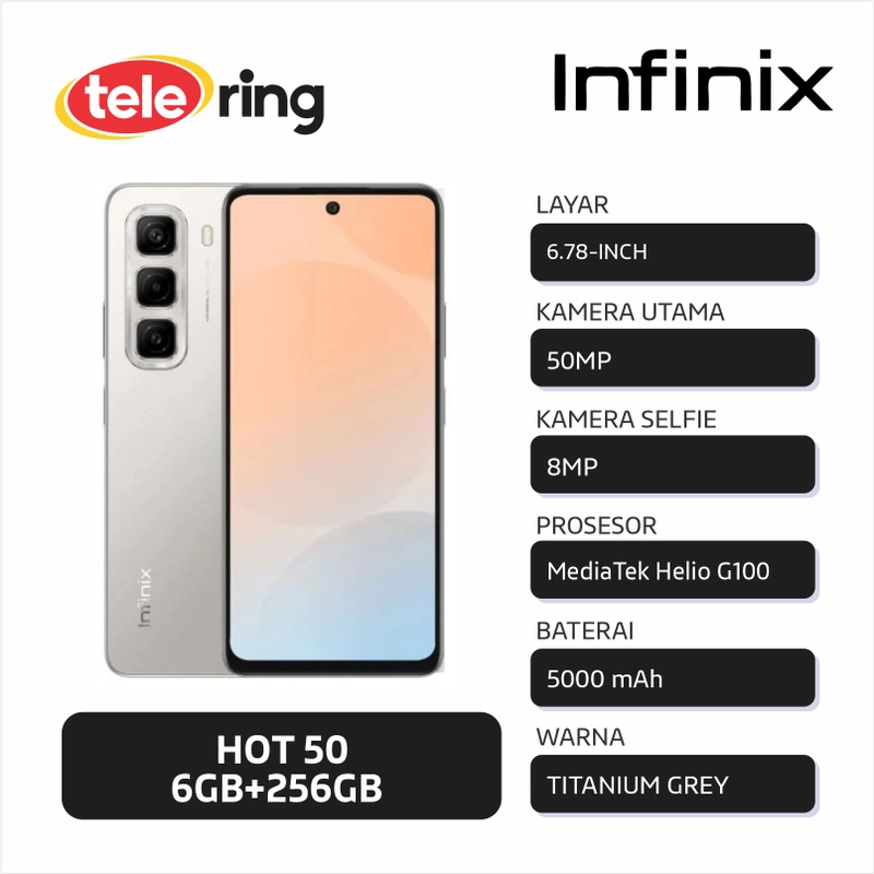 Product image TELE RING - HP INFINIX HOT 50 6/256 TITANIUM GREY