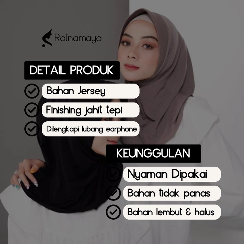 Product image Ratnamaya - Hijab Sport Hanani Kerudung Olahraga Jersey Jilbab Spandek Jersey Bergo Sport S Black