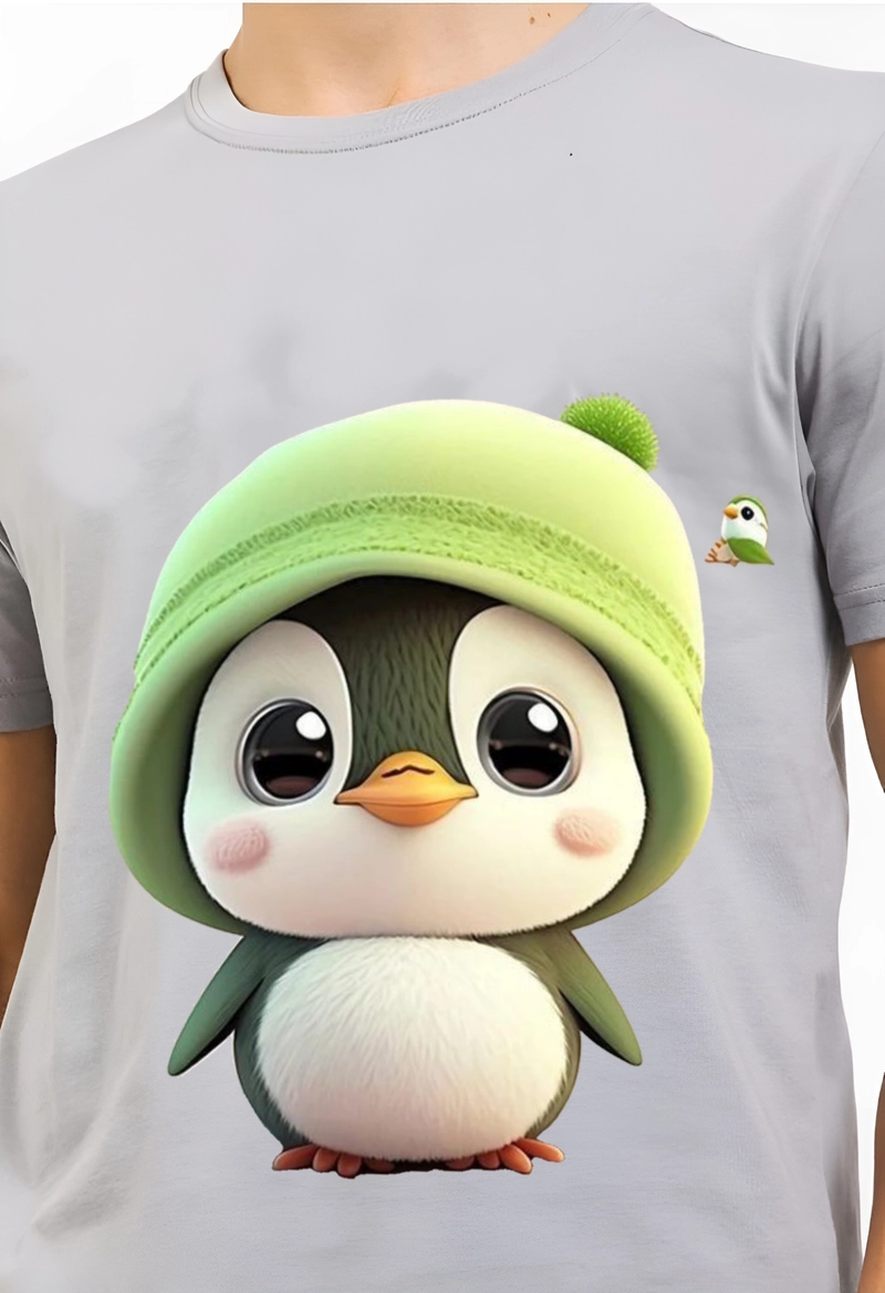 Product image astro - Kaos Pria Gambar 3Dimensi Cute Penguin M ABU