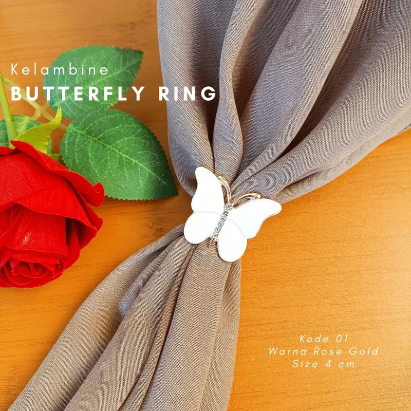Product image Kelambine - Butterfly Ring Brooch Bros Cincin Kupu kupu Butterfly Ring 01 Rose Gold