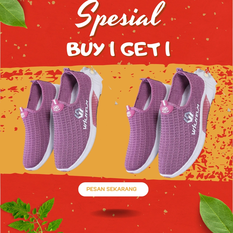 Product image Koekita - Buy 1 Get 1 Sepatu Kets Sneakers Wanita Fashion WILUEM IMP-002 39 UNGU