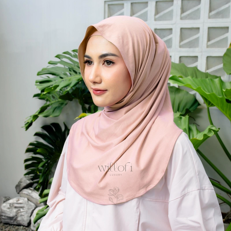 Product image Sakura Baru X Willofi - Hijab Instan Elodie Bahan Rayon Premium Meleyot Kerudung Wanita Muslim Terb All Size Rose Pink