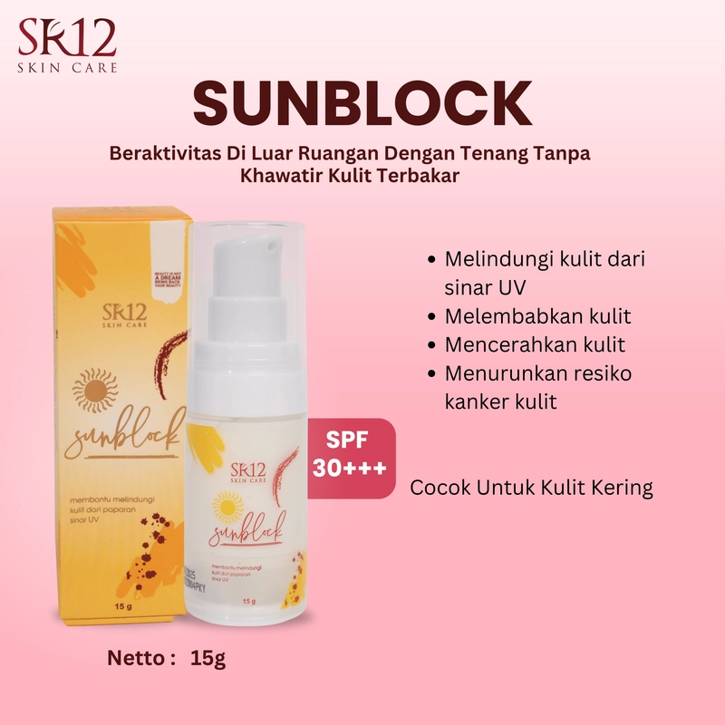 Product image SR12 Sunblock SPF 30 Melindungi Kulit Dari Paparan Sinar Matahari Untuk Kulit Kering 15gr Sunblock