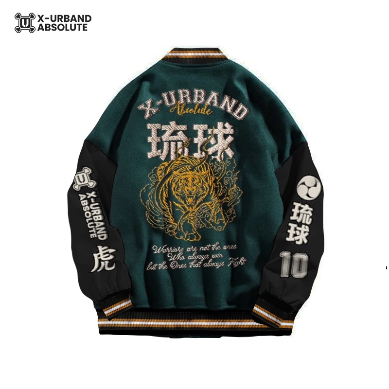 Product image Jaket Varsity Bordir Unisex A227 S HIjau Hitam