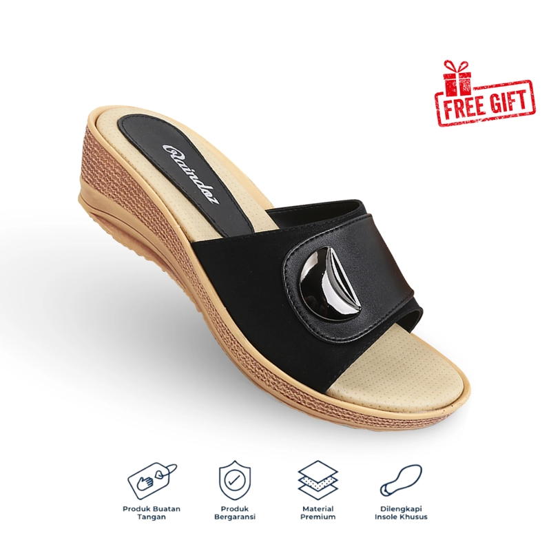 Product image Catenzo Official - Raindoz - Sandal Wedges Casual Wanita Hitam RMH 334 36 Hitam