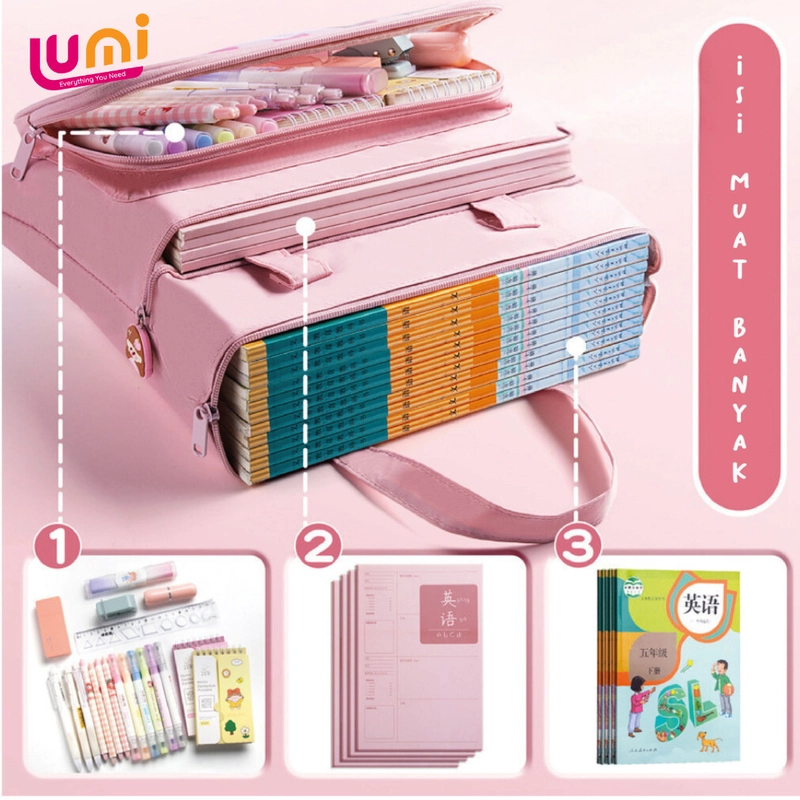 Product image Luminary - Luminary - Tas Les Anak Waterproof Cewe Cowo Tote Bag Sekolah Anak Warna Pink Wow