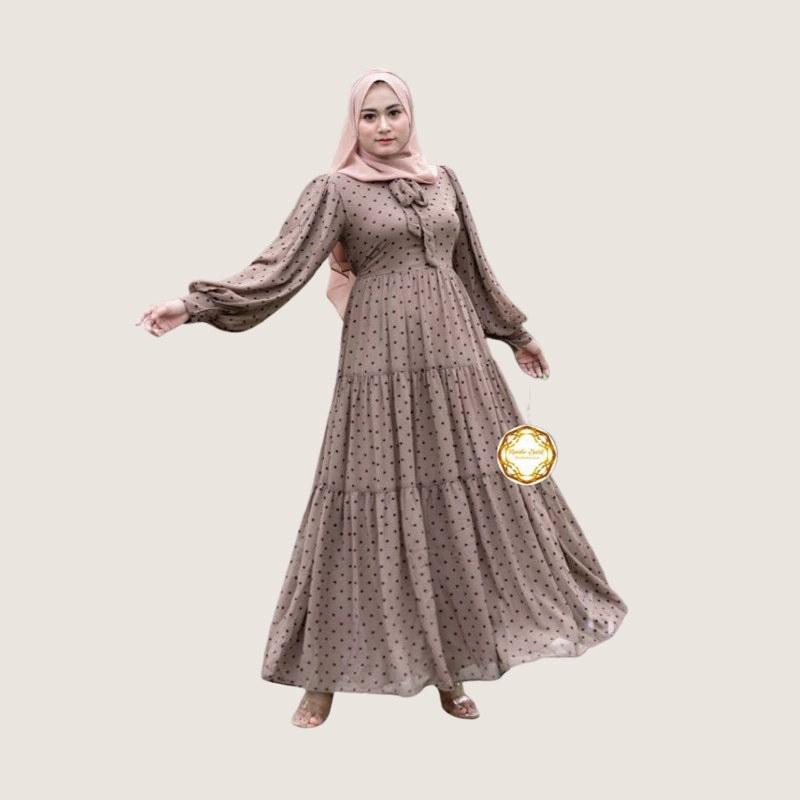Product image Gamis Belinda Kain Babydoll Premium Coklat XXL