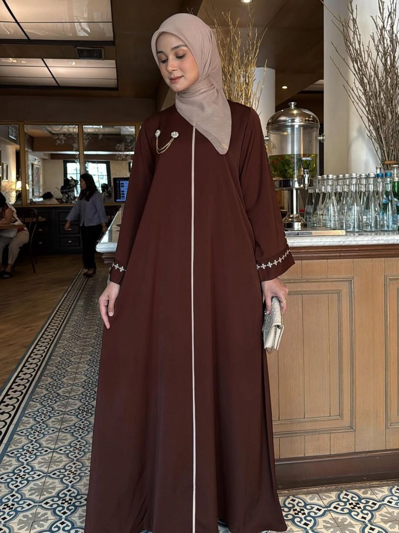 Product image Khisna collection - New abaya shaida warna bagus kekinian Busui friendly Allsize Coklat