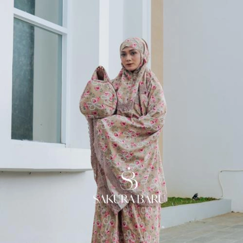 Product image Sakura Baru - [New Launching] Sakura Baru - Mukena Diara 2in1 Resleting Katun Dobby Premium All size Mocca