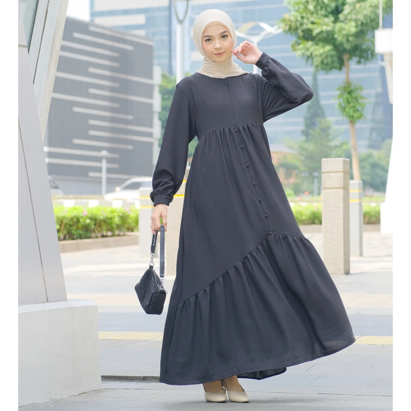 Product image Hazirah Id - Azura Dress Gamis Cringkle Airflow Polos S Black