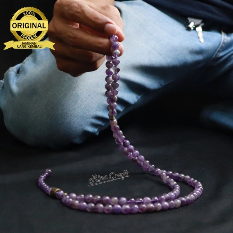 Product image Riza Craft - Tasbih Batu Akik Kecubung Ungu ASLI Original 99 Butir 99 Butir Ametis