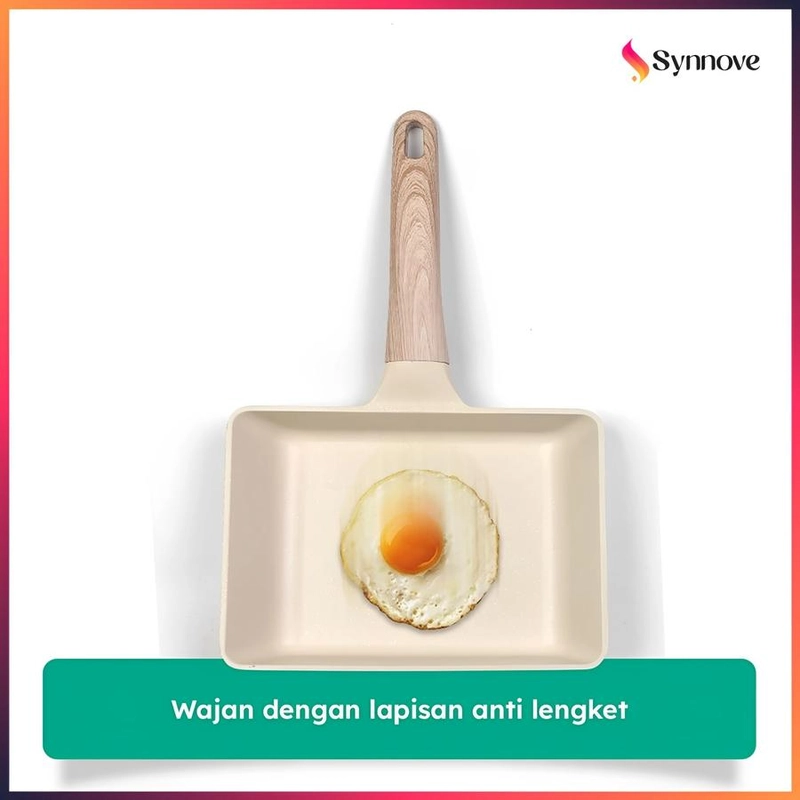 Product image Synnove - Wajan Penggorengan White Granite PFOA FREE Wajan Teflon Anti Lengket Tamagoyaki 15cm X 18cm White Granite