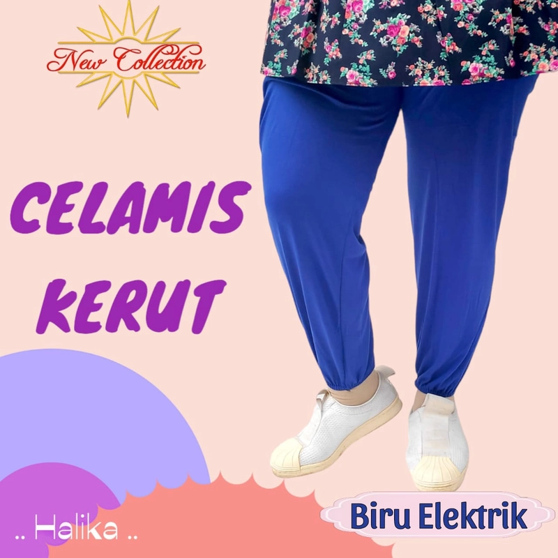 Product image Halika - Celamis Kerut Warna Terbaru Standar Biru Elektrik