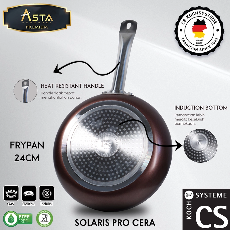Product image Asta Premium Wok Pan Anti Lengket Ceramic Coating CS Kochsysteme German Premium Ukuran Fry pan 24 cm